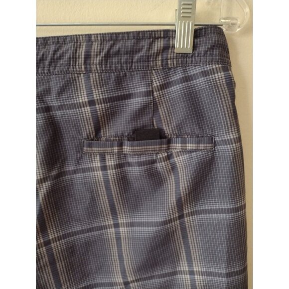 Armani Exchange A/X Hybrid Board Shorts Medium Blue Plaid Drawstring Swim Trunks - Picture 12 of 16